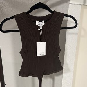 & Other Stories Dark Brown Ribbed Crop Top